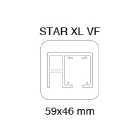 Perfil superior Star XL para vidrio fijo 59x46mm